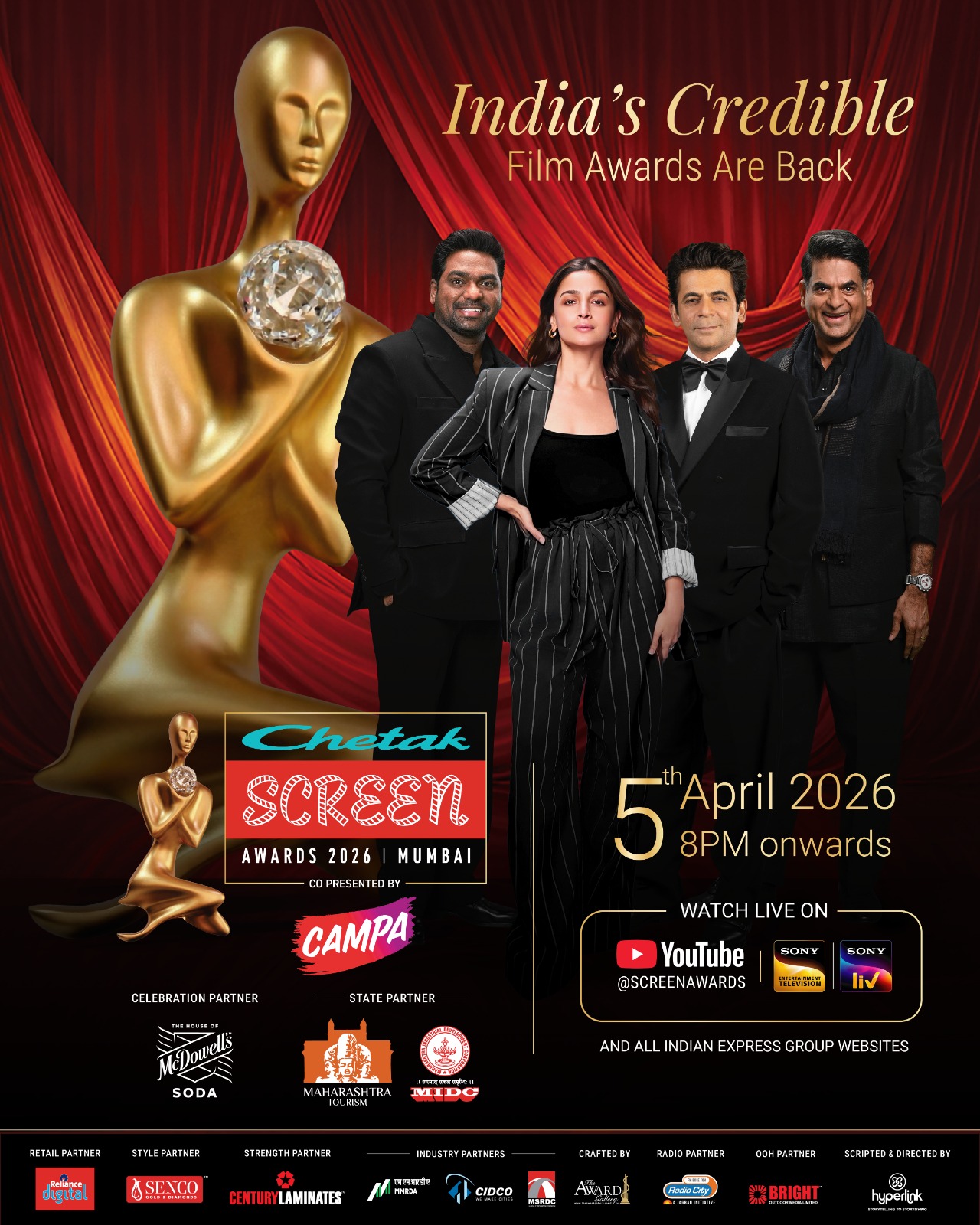 Sony Pictures to air Chetak SCREEN Awards 2026 live April 5