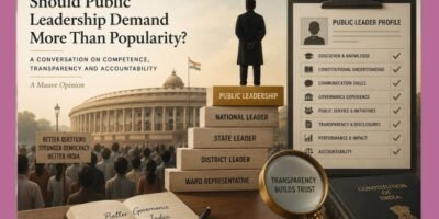 Illustration representing public leadership, governance and accountability in India for The Mauve Opinion.