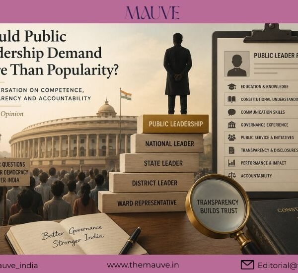 Illustration representing public leadership, governance and accountability in India for The Mauve Opinion.